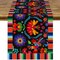 6pcs Linen Mexican Fiesta Table Runner Decoration 72×13inch Long Cinco De Mayo Dia De Los Muertos Runners Farmhouse Runner Day of The Dead Decor and Supplies for Kitchen Dining Home Table Decoration
